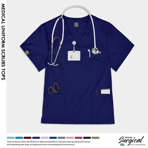 Afbeelding van Verpleegkundige Scrub T-shirt Medisch Uniform Apotheker Werkkleding Vrouwen Mannen Verpleging Tandar...