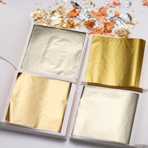 Feuilles d'Or pour Bricolage et Bijoux - 200 Feuilles Dorées