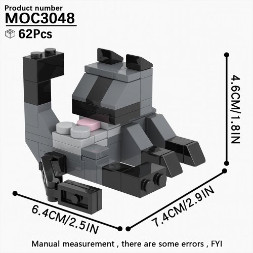 Imagen de Set de Construcción MOC 62 Piezas con Figuras de Animales, Gato y Bloques DIY para Niños - Juguetes Educativos y Creativos para Fomentar la Imaginación