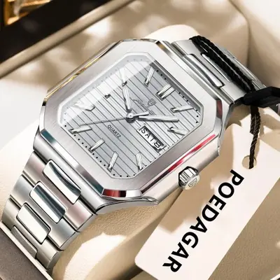 Image de Montre Homme Luxe Carrée Étanche avec Affichage Date et Semaine