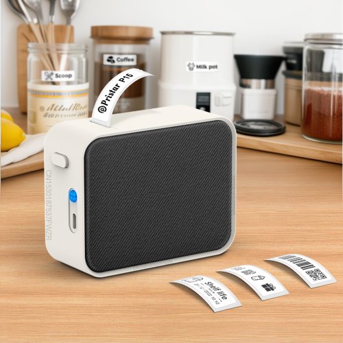 Image of Portable Thermal Label Printer with 12mm Label Paper – Compact, Wireless Bluetooth Label Maker for Home, Office & Kitchen Use