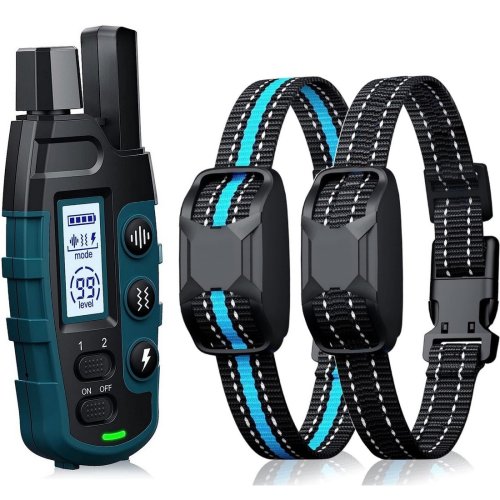 Imagen de Collar de Entrenamiento Remoto para Perros con Alcance de 1000 Metros, Resistente al Agua IP67, Vibración y Recargable, Incluye Controlador para Dos Perros con Función Antiladridos