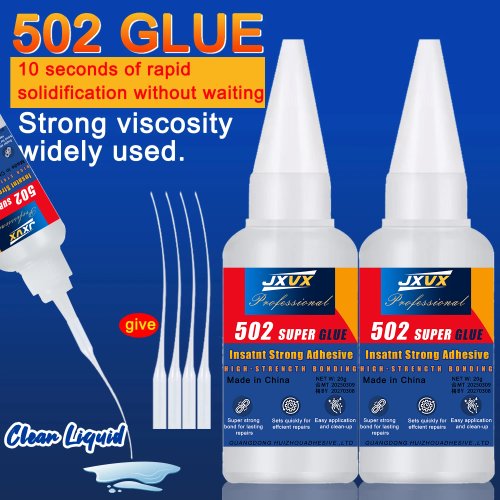 5 Stück Superkleber 502 – Hochfester, Schnelltrocknender Cyanacrylat-Kleber für Leder, Gummi, Holz und Metall mit Präzisionsverteiler