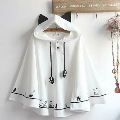Image de Poncho Chat Mignon avec Oreilles - Mode Y2K
