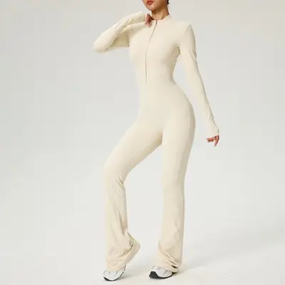 try to bn combinaison de sport yoga manches longues fermeture éclair haute résistance vêtements de s...