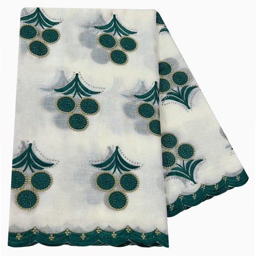 Image of Premium 100% Cotton Rayon Blend Embroidered Scarf for Women – Elegant African Hijab & Muslim Headscarf with Dubai-Inspired Design