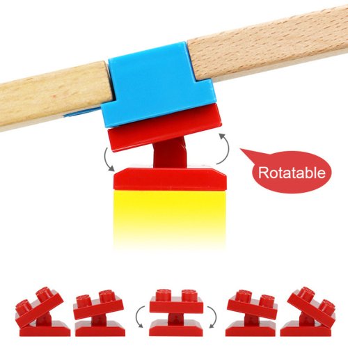 Afbeelding van Houten Treinrailsysteem Accessoires – Spooradapter en Bouwstenen Connectors voor Houten Spoorweg, Kompatibel met Populaire Merken