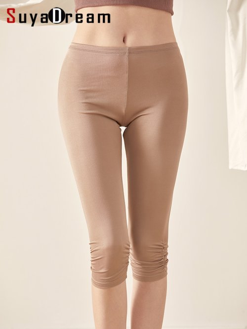 Bild von Elegante Damen-Leggings aus Naturseide – 3/4-Länge, schmal & formstabil