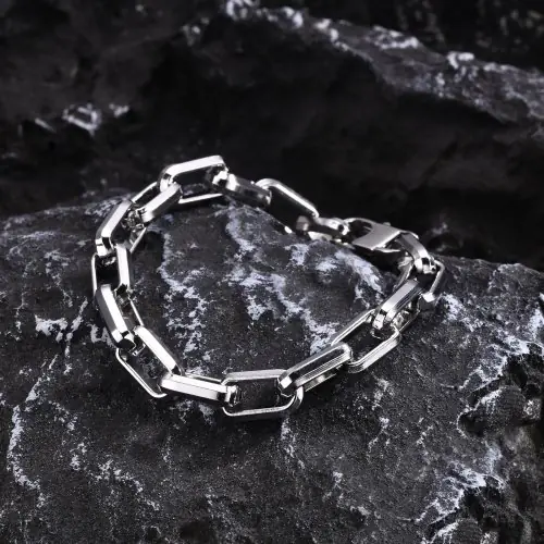 Image de Bracelet Homme Vintage Punk - Maillons Rectangulaires Épais