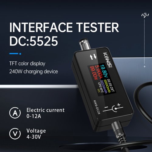 Immagine di Tester DC28 con Interfaccia DC4 - Voltmetro, Amperometro e Misuratore di Potenza con Schermo TFT Colori da 0,96 Pollici - 30V/12A