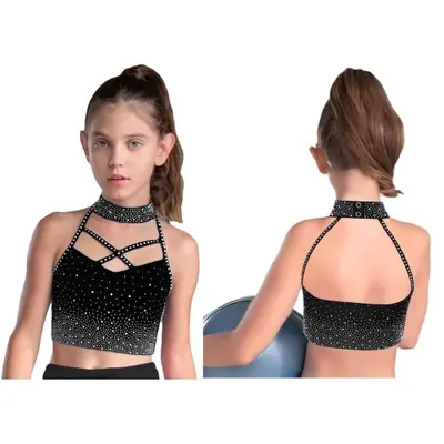 Image de Costume de Danse Élégant pour Fille - Strass Scintillants