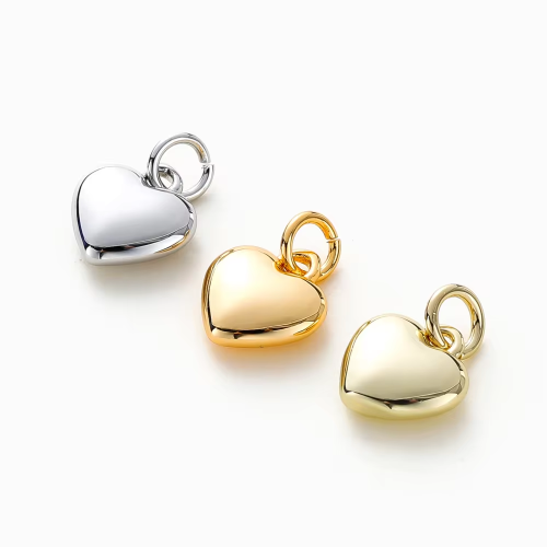 Image of 4-Piece Set of 14K and 18K Gold-Plated Heart Charms with Jump Rings – Solid Love Pendant for DIY Jewelry Making and Crafting