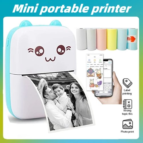 Image of Compact Wireless Bluetooth Thermal Printer for Photos, Labels & Receipts – Portable 58mm Mini Printer for Android and iOS Devices