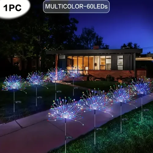 Immagine di NUOVE luci solari per fuochi d'artificio da 200 LED Luci solari impermeabili per esterni da giardino...