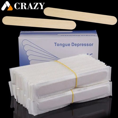 Immagine di 100 Pezzi Monouso per Tatuaggi in Legno con Abbassatore per Lingua, Imballaggio Individuale in Carta – Accessori Naturali per Tatuaggi e Ceretta