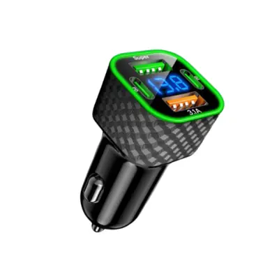 Image de Chargeur USB-C 380W 4-en-1 pour voiture, affichage tension