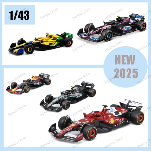 Zdjęcie Model Samochodu Formuły 1 BBURAGO 1:43 – Mercedes-AMG Petronas F1 W15, Kolor Czerwony, Wyścigowy Model Zabawkowy z Metalowego Stopu, Replika Japońskiego Red Bull McLaren