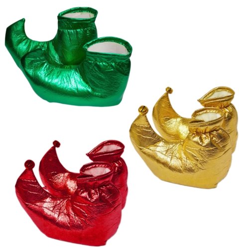 Bild von Metallic Farben Clown Schuhe – Elfen-Schuhüberzüge für Weihnachten, Halloween und Kostümverkleidungen für Erwachsene