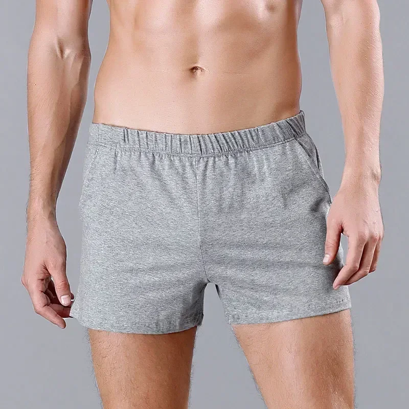 Imagen de Pantalones cortos transpirables de algodón para hombre, pijamas holgados a la moda para dormir, pantalones informales, ropa de dormir elástica transpirable sólida para el hogar
