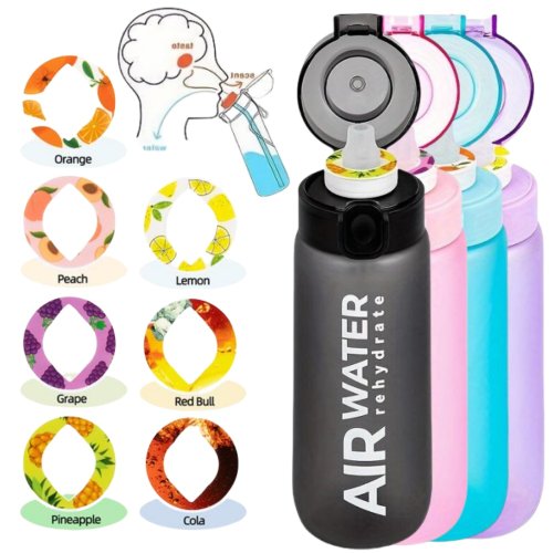 Bild von 750 ml/25 Unzen Wasserflasche mit Fruchtgeschmack, 0 Zucker, 0 Kalorien, Sporttrinkbecher mit 7 Fruchtschoten, ideal für Fitness, Sport, Outdoor