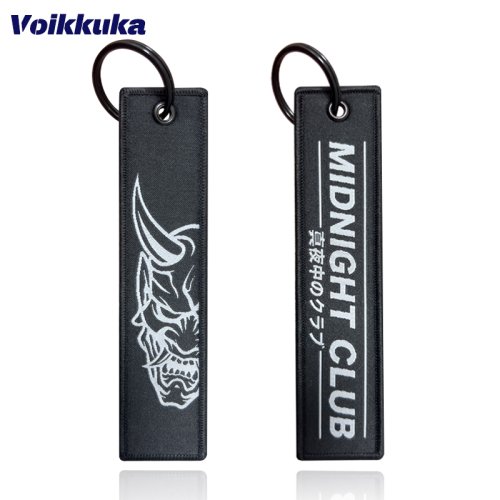Zdjęcie 1Pc/2Pcs/3Pcs Zestaw Sprzedaż Midnight Club Oni Maska Obie strony Wzory haftu Zabawny brelok do kluczy Motocykl Hurtownia