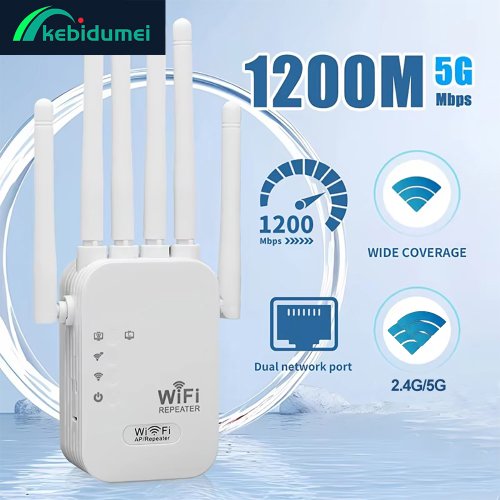 Image de Répéteur WiFi Double Bande 1200Mbps - Étendre Votre Réseau en Un Clin d'Œil