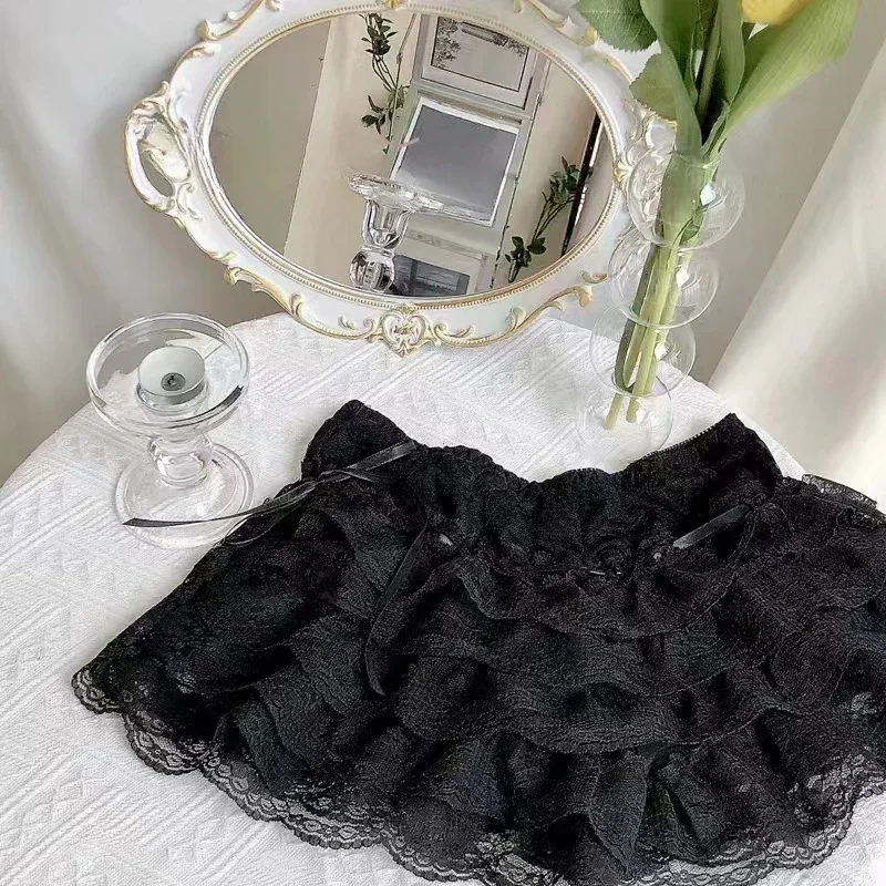 Image of 2024 Floral Lace Lolita Safety Pants Women Summer Shorts Petticoat Underpants Girls Fashion Princess Loose Shorts Safety Shorts