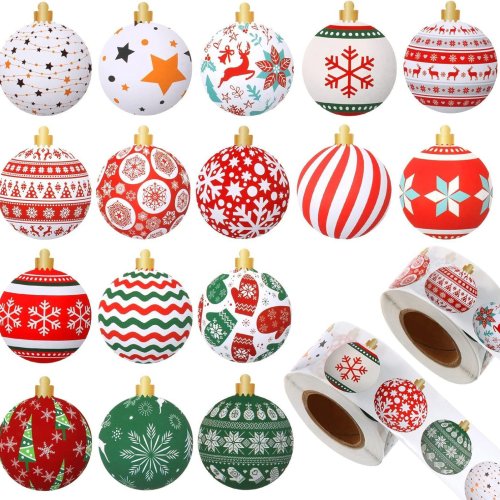Image of 500-Piece Christmas Stickers Set - 3cm Festive Seal Labels for DIY Gifts, Baking, Packaging, and Envelopes - Perfect Holiday Decor for 2025