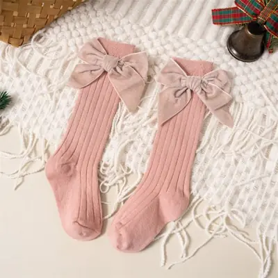Image de Chaussettes Hautes Enfant Fille - Scintillant avec Grand Nœud