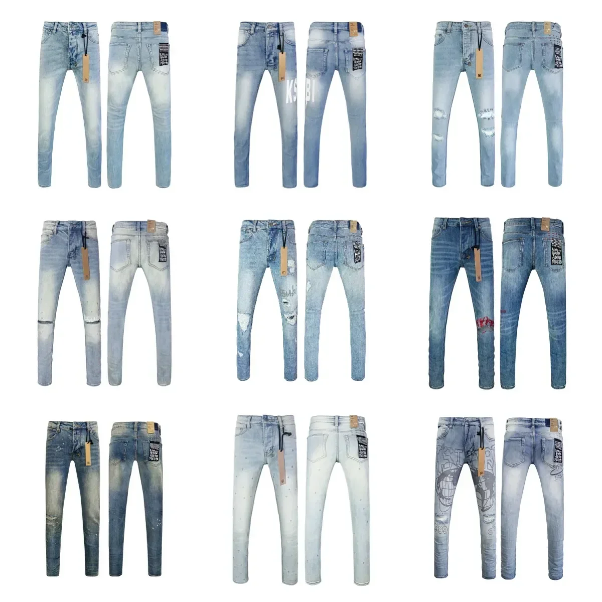 Image of Premium Ksubi-Style Unisex Skinny Jeans with Retro Paint Splatter Design, Low Rise Stretch Fabric, Ripped and Frayed Hem for Trendy Streetwear Fashion
