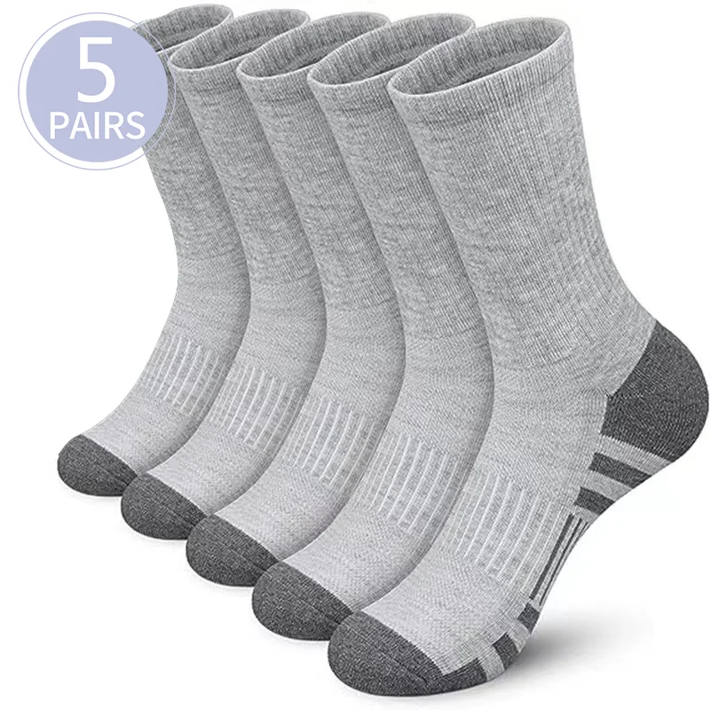 Bild von 5 Paar Herren Sportsocken – Gepolsterte, Atmungsaktive Lauf- und Outdoor-Crew-Socken für Männer und Frauen mit Wadenunterstützung