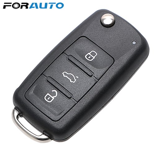 Afbeelding van 3-knoppen autosleutelhuls met flip-functie voor Volkswagen modellen zoals Beetle, Caddy, EOS, Golf, Jetta, Polo, Scirocco, Tiguan, Touran en Up – beschermende sleutelcover in wit