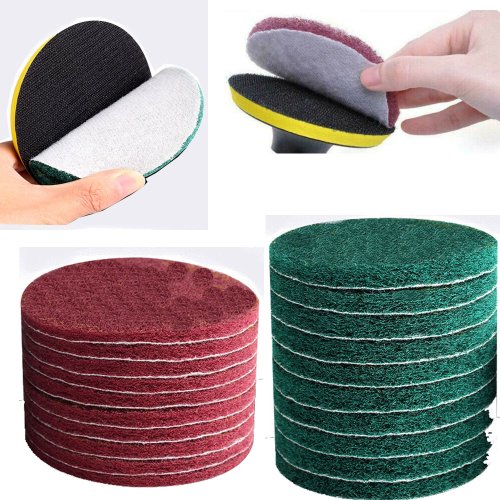 Afbeelding van 10 stuks schuursponsje 4 inch polijstpad zelfklevende schijf industriële heavy-duty nylon schoonmaakgereedschap voor reiniging