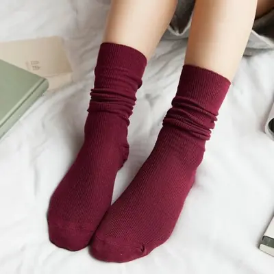 Image de Chaussettes Femme Automne Hiver - Rouge Marron Côtelées