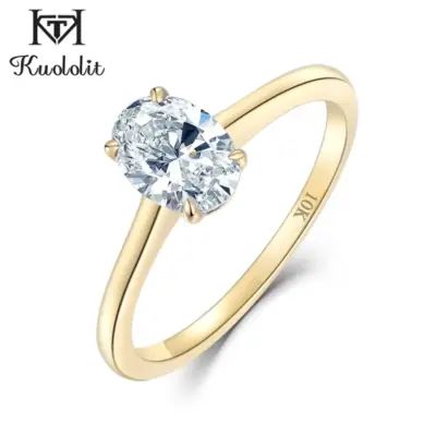 Image de Bague de Fiançailles en Or Jaune 14K avec Moissanite 1.5 Ct