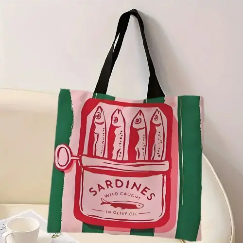 Image de Sac à Main Imprimé Sardines Colorées - Tendance & Réutilisable
