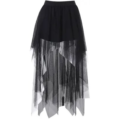 Image de Jupe Irregular High-Waisted Mesh - Style Gothique Été