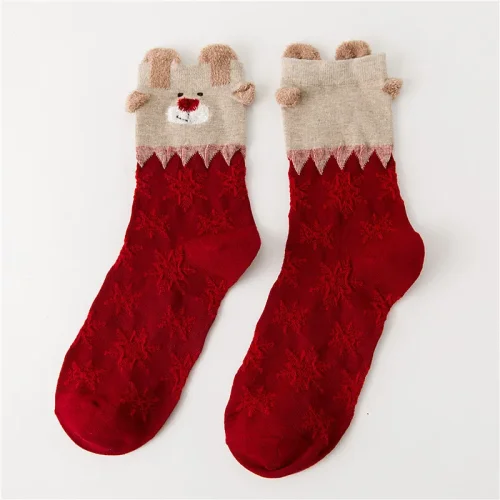 Bild von Winter Warme Weihnachtssocken Frauen Niedlicher Weihnachtsmann Hirsch Stereo Socken für Mädchen Jung...