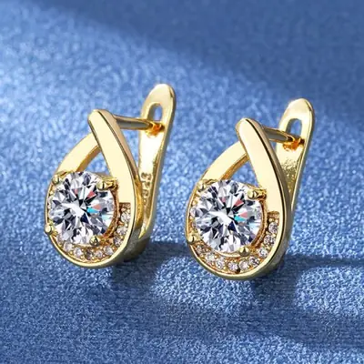 Image de Boucles d'oreilles Carrées en Cristal - Argent 925