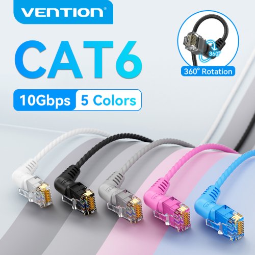 Immagine di Vention CAT6A cavo Ethernet 10Gbps rotazione di 90/360 gradi CAT 6A cavo Lan Internet di rete sottile per cavo PC PS4 Router RJ45