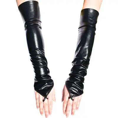 Image de Gants Longs Brillants Noirs - Style Pôle Dance & Cosplay