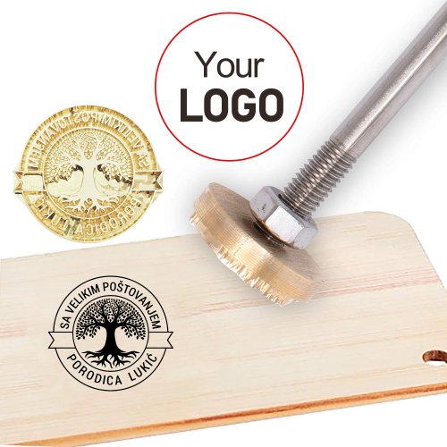 Image of Custom DIY Leather & Wood Embossing Stamp with Brass Heating Tool for Personalized Cake, Hamburger, Wedding, Party & Craft Projects