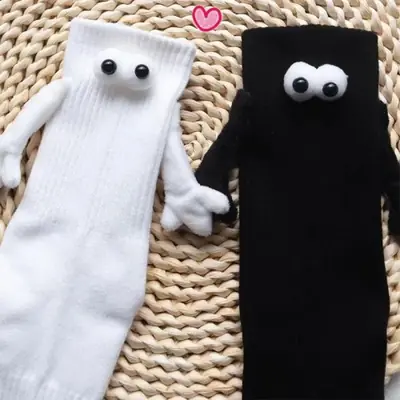Image de Chaussettes Magnétiques pour Couples - Noir & Blanc