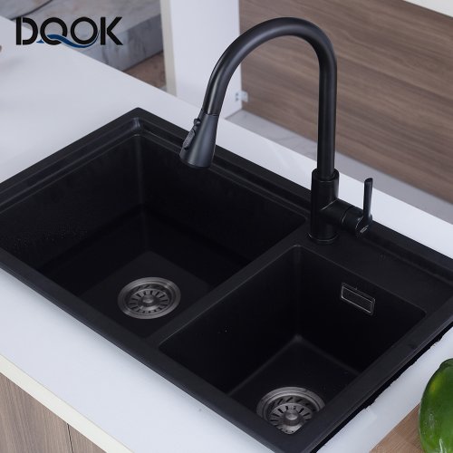 Image of Premium 304 Stainless Steel Pull-Out Kitchen Faucet with Deck-Mounted Mixer Tap and Spray Head for Hot and Cold Water