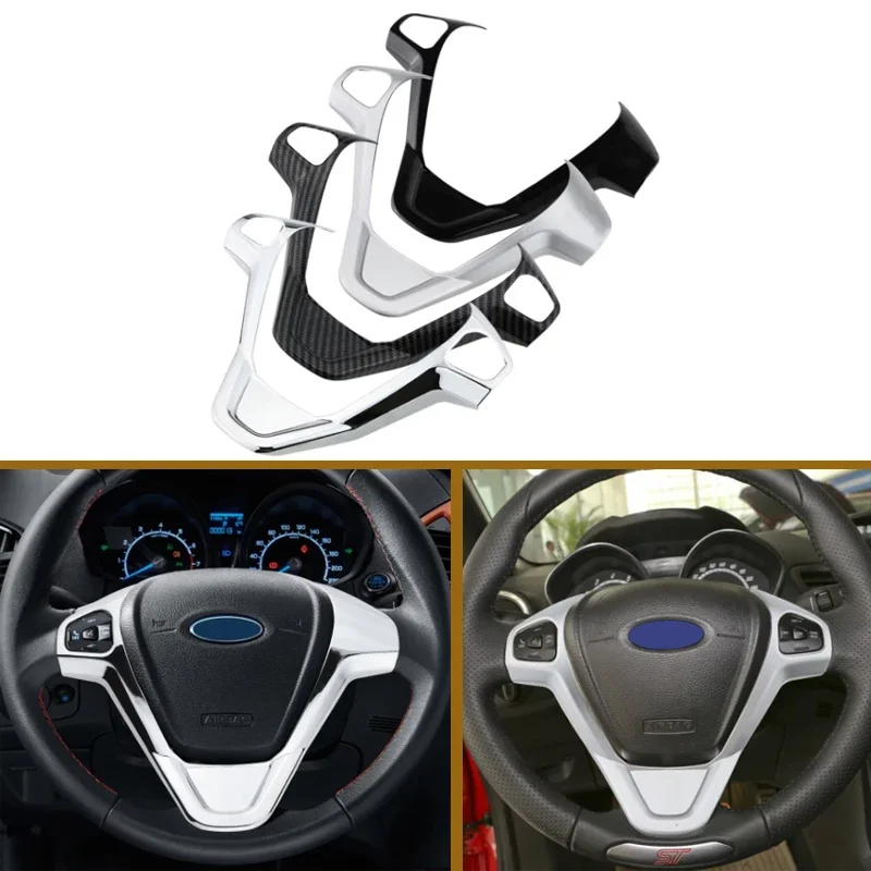 Image of ABS Steering Wheel Panel Decoration Cover Trim Stickers for Ford Fiesta MK7 (2009-2017) & EcoSport (2012-2017) - Premium Interior Accessories