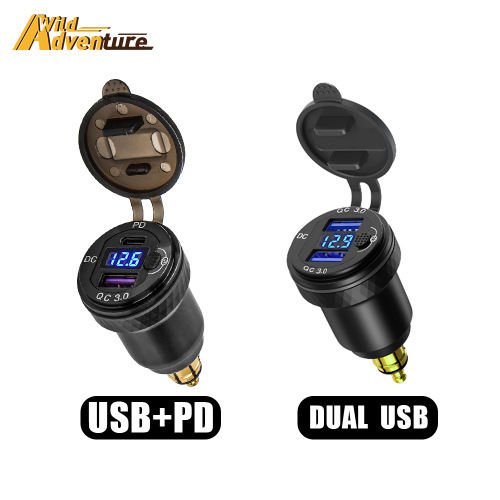 Image of Universal USB PD 3.0 & QC 3.0 Motorcycle Power Adapter with Voltmeter and On/Off Switch – Compatible with BMW, Ducati, Triumph Tiger 900 & 800