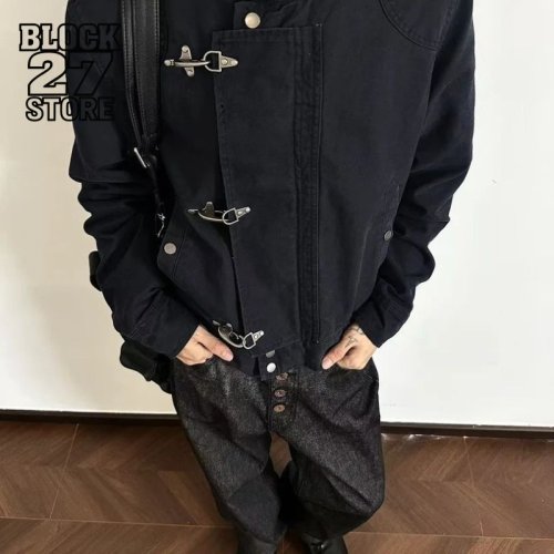 Zdjęcie Męska kurtka Harajuku – stylowy płaszcz z wykładanym kołnierzem