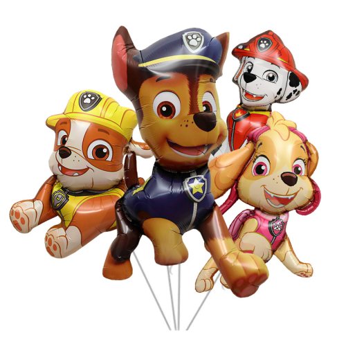Immagine di Decorazioni per Festa a Tema Paw Patrol: 4 Pezzi con Palloncino in Alluminio del Cane di Salvataggio Chase – Ideale per Compleanni dei Bambini