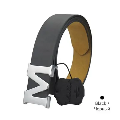 Image de Ceinture Cuir Femme Boucle Lettre M - Style Élégant & Polyvalent