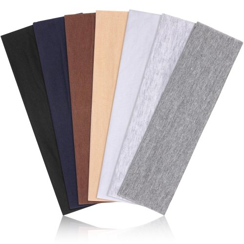 Afbeelding van 6 stuks eenvoudige basis effen kleur sport yoga hoofdband om zweet te absorberen voor mannen en vrouwen